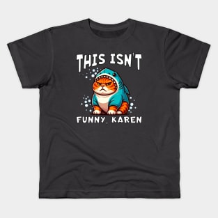 Fat Orange Cat in Shark Costume 🐈 🦈 Kids T-Shirt